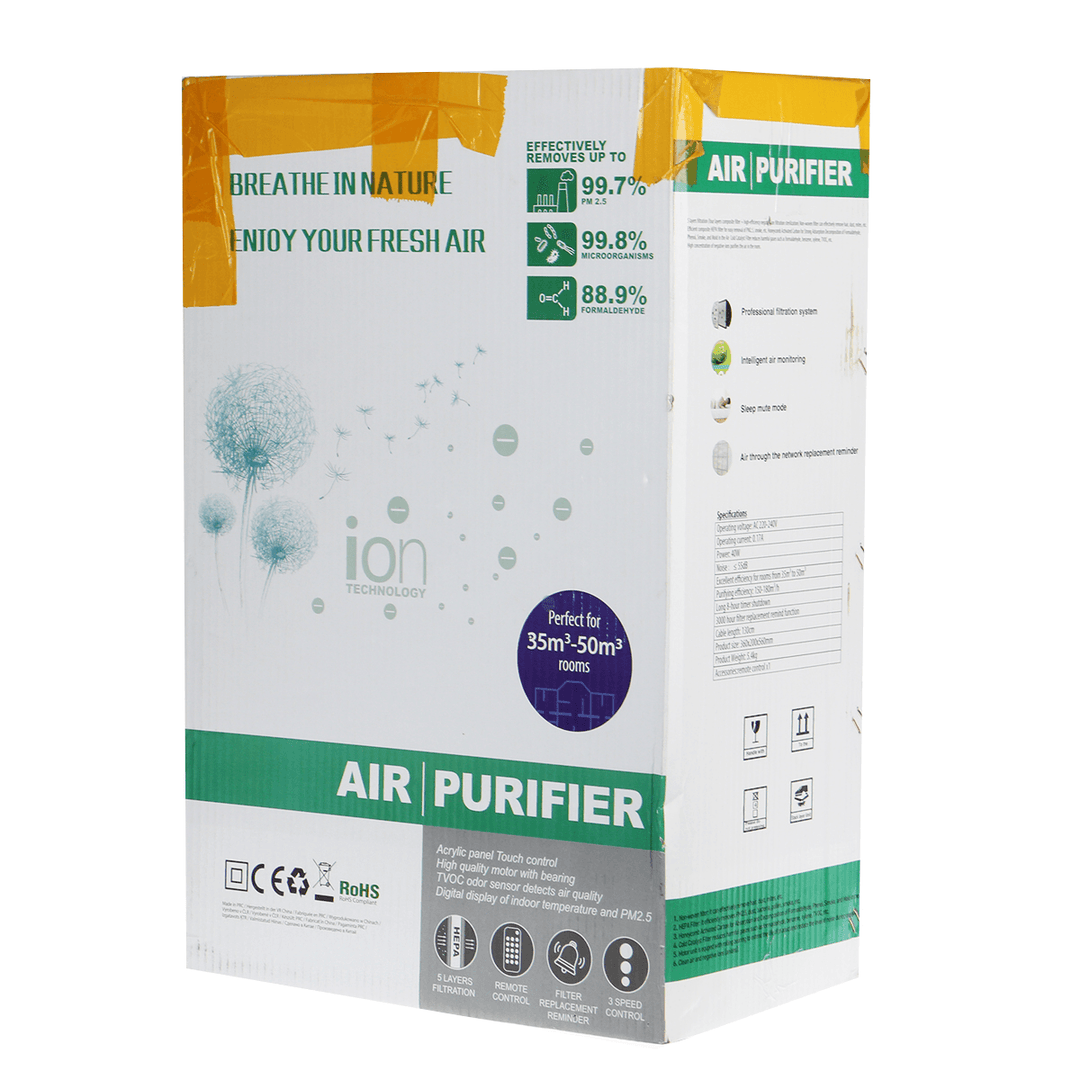 Air Purifier Negative Ions Air Cleaner Remove Formaldehyde PM2.5 W/ HEPA Filter - MRSLM