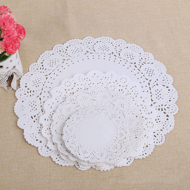 Honana 100Pcs/Lot Hollow round Lace Oil Absorbing Paper Cake Biscuit Decorative Bottom Paper DIY Baking Food Paper Pad Paper Party Wedding Supplies - MRSLM