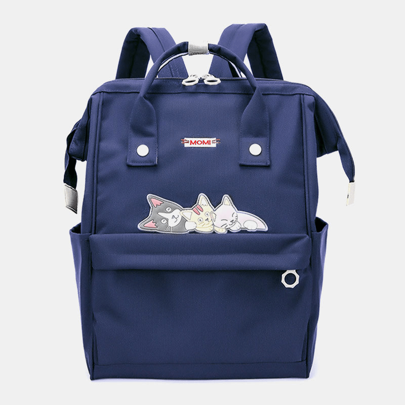 Women Oxford Waterproof Anti-Theft Cute Cat Pattern Casual Backpack - MRSLM