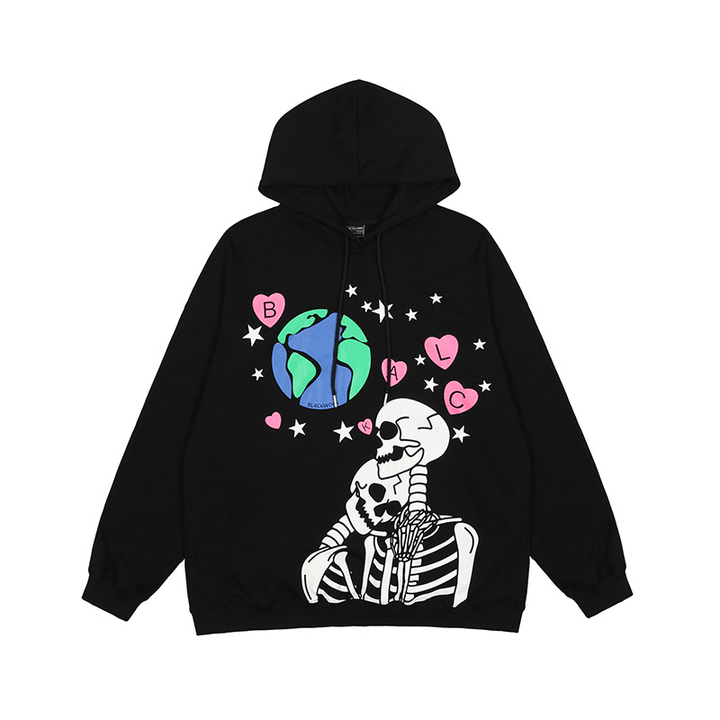 European and American Cartoon Skull Hooded Sweater Men and Women Jackets - MRSLM