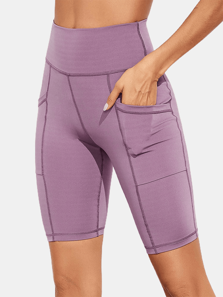 Solid Color Pocket Slim Hip Lift Yoga Leggings - MRSLM