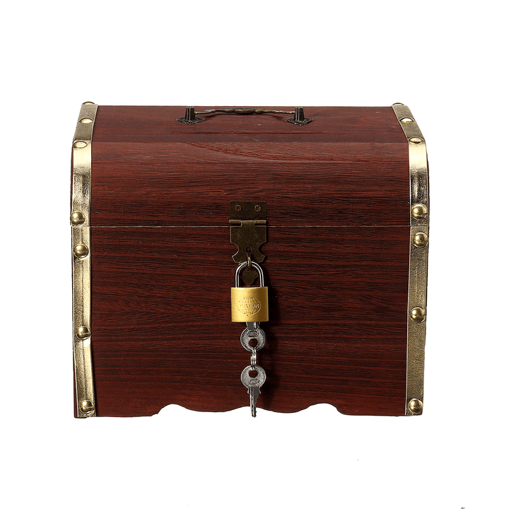 3 Types Vintage Wooden Lock Jewelry Necklace Bracelet Gift Storage Box Case - MRSLM