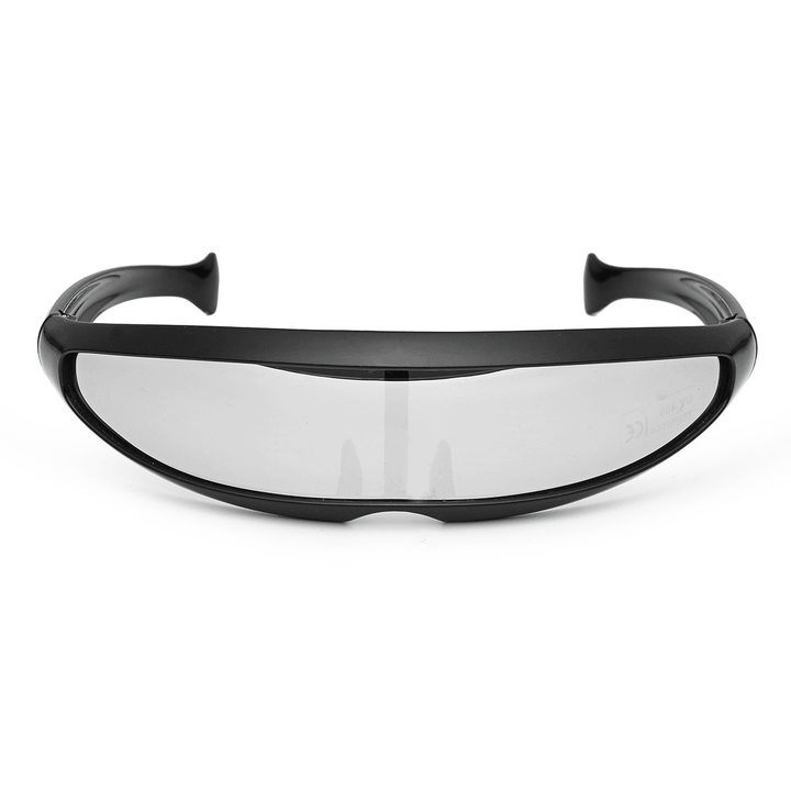 Party Glasses Novelty Futuristic Cyclops Mirrored Sunglasses Monoblock Alien - MRSLM
