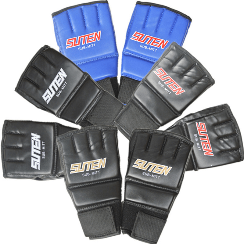 1 Pair Half Finger Boxing Gloves Training Grappling Martial Arts Muay Thai Taekwondo Glove for Adult Kids - MRSLM