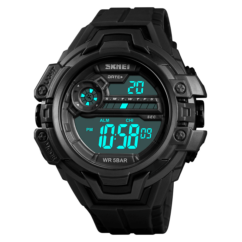 SKMEI 1383 Fashion Calendar Stopwatch Luminous Display Digital Watch 50M Waterproof Sport Watch - MRSLM