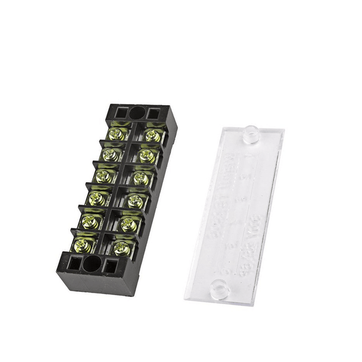 Excellway® TB-2506 600V 25A 6 Position Terminal Block Barrier Strip Dual Row Screw Block Covered W/ Removable Clear Plastic Insulating Cover - MRSLM