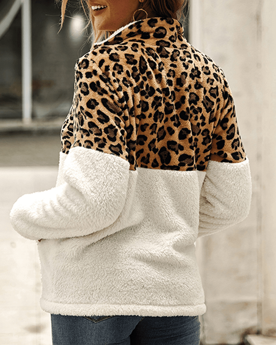 Women Casual Leopard Print Patchwork Long Sleeve Jumper Sweatshirt - MRSLM