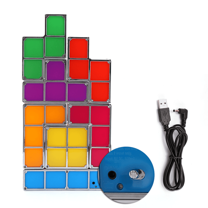 DIY Tetris Puzzle Novelty LED Night Light Stackable LED Desk Table Lamp Constructible Block Kids Toy'S Light Christmas Gift - MRSLM