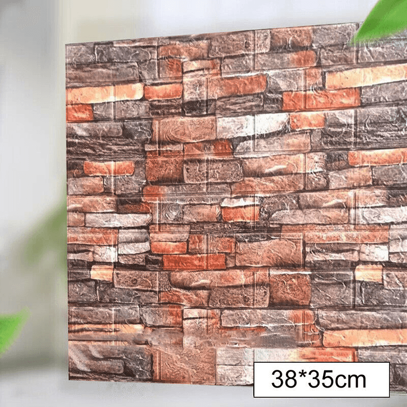 5Pcs 3D Soft Tile Brick Wall Sticker Self-Adhesive Waterproof Foam Panel 38*35Cm - MRSLM