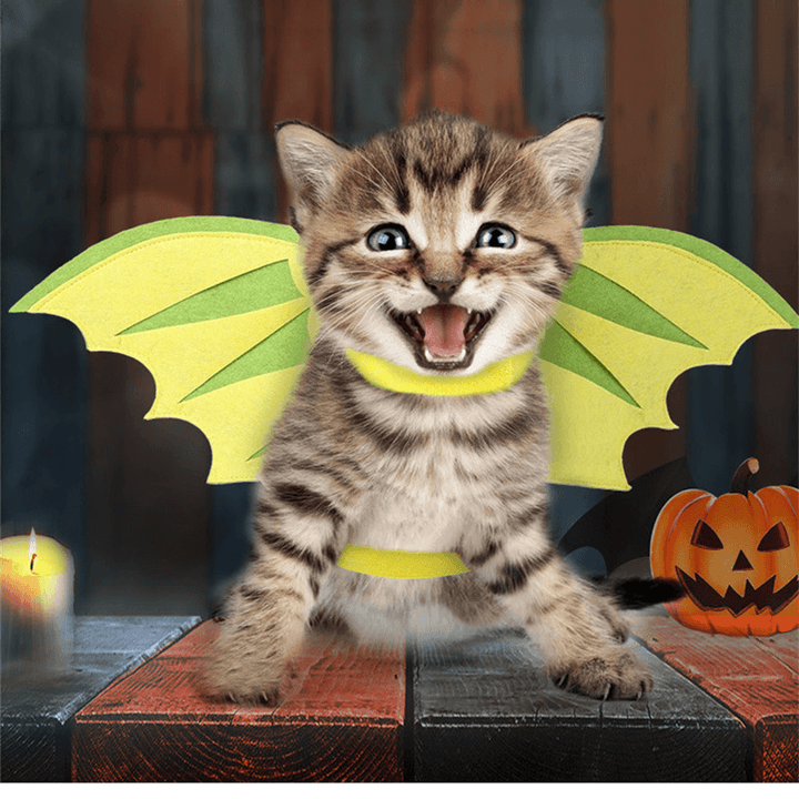 Halloween Pet Cat Clothes Cat Wearing Wings Halloween Christmas Costume Funny Pet Cat Party Cosplay Apparel Clothing - MRSLM