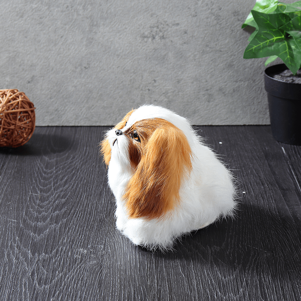 Cute Puppy Lifelike Simulation Dog Stuffed Plush Toy Realistic Home Desk Decoration - MRSLM