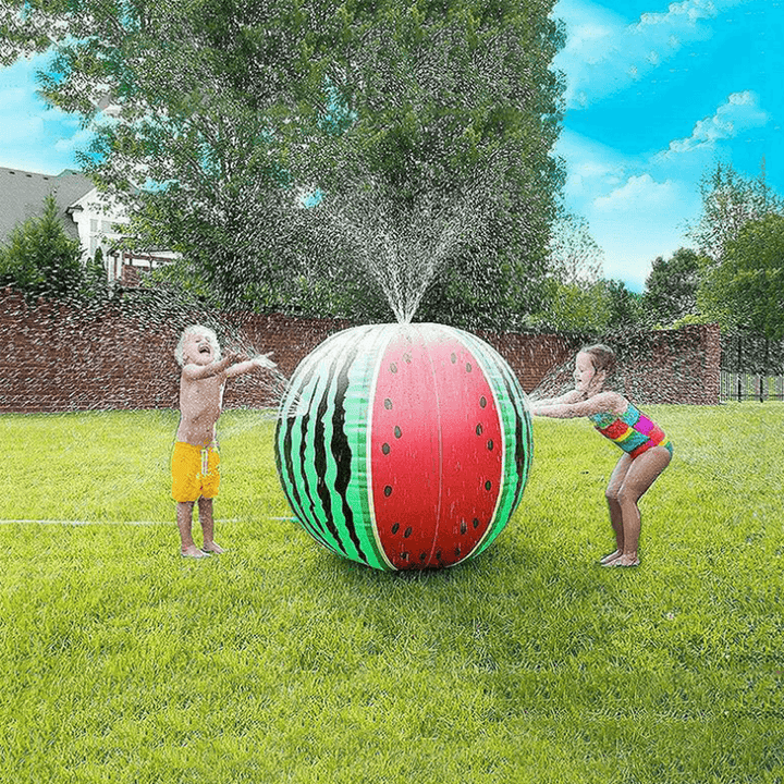 Inflatable PVC Water Spray Ball Watermelon Pattern Outdoor Beach Ball Lawn Water Play Entertainment Toys - MRSLM