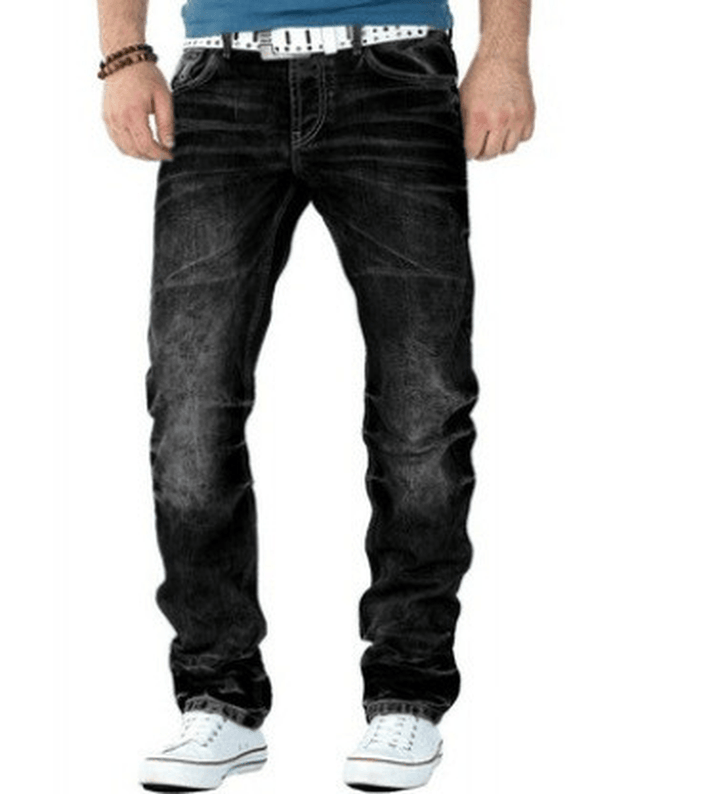 Jeans Casual Open-Line Hip-Hop Trousers Straight-Leg Men'S Trousers - MRSLM