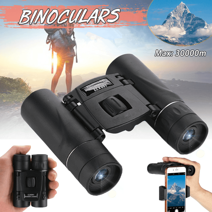 100X22 Mini HD Binoculars Folding Compact BAK4 Telescope High Powered Night Vision Binoculars - MRSLM