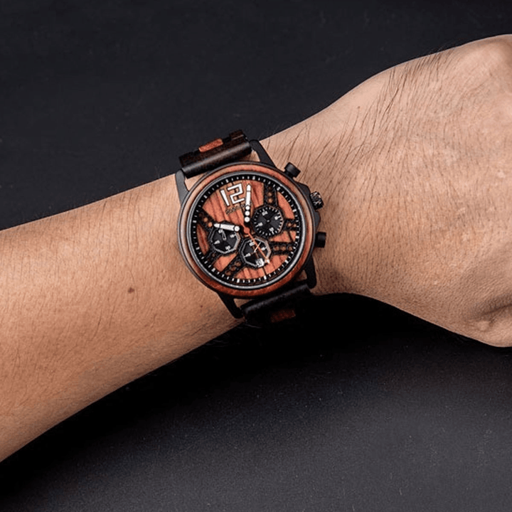 DODO DEER D07 Retro Wooden Luminous Date Display Quartz Watch Wristwatch with Gift Box - MRSLM