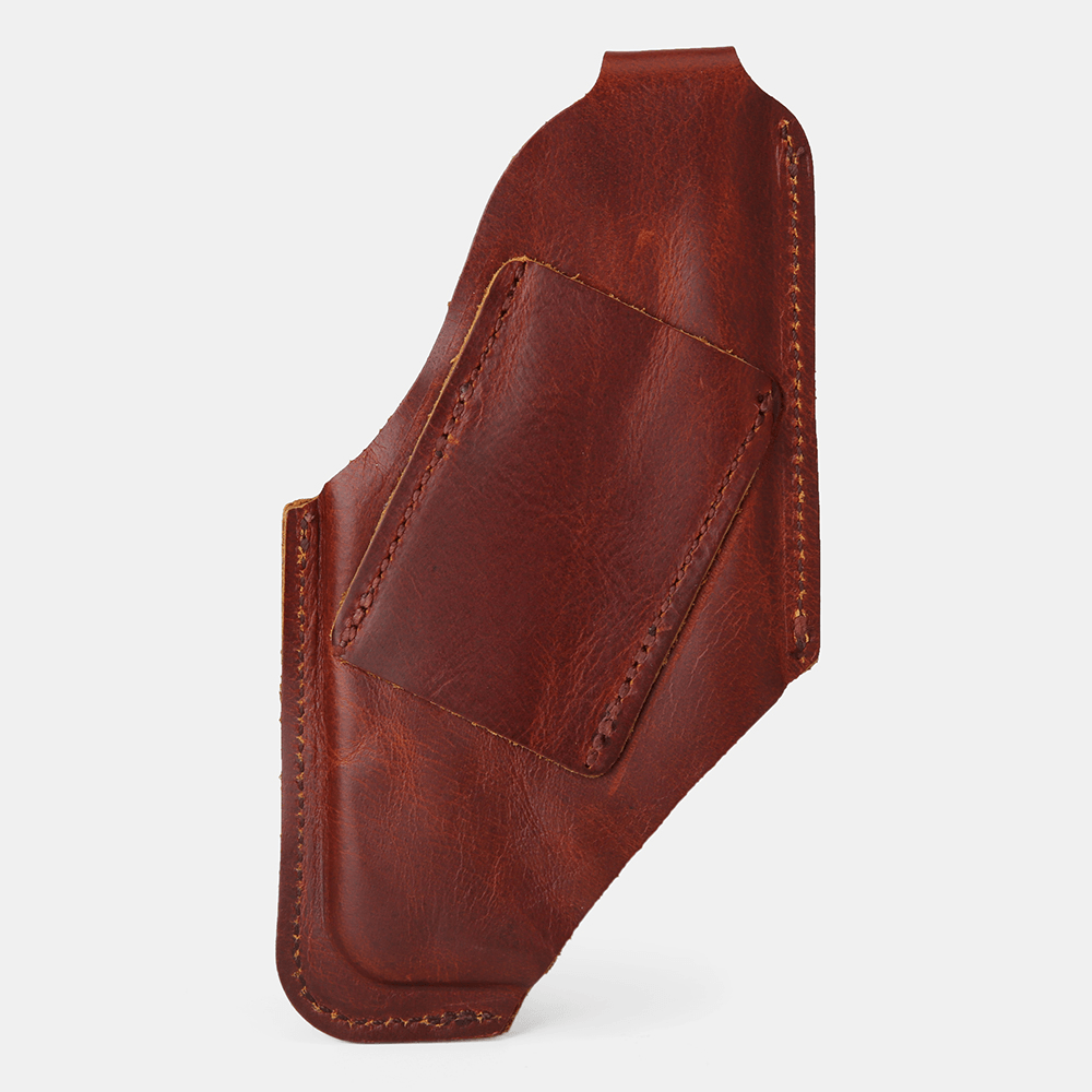 Ekphero Men Retro Rub Color EDC Mini Waist Bag Genuine Leather Hasp 6.5 Inch Phone Bag Belt Bag - MRSLM
