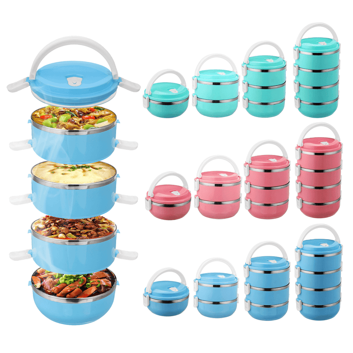 1-4 Layer Stainless Steel Lunch Box Bento Box Camping Picnic Food Storage Container Outdoor Travel - MRSLM