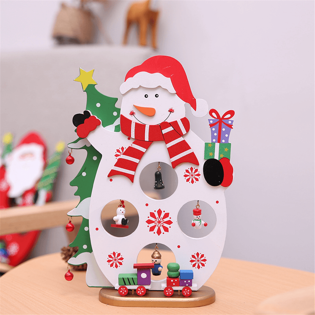 24*17CM Christmas Santa Claus Snowman Holiday Desktop Wooden Craft Decorations - MRSLM