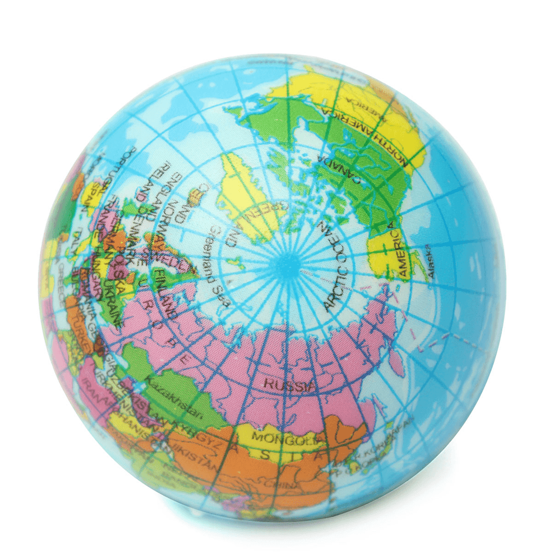 Earth Globe Planet World Map Foam Stress Relief Bouncy Press Ball Geography Toy - MRSLM
