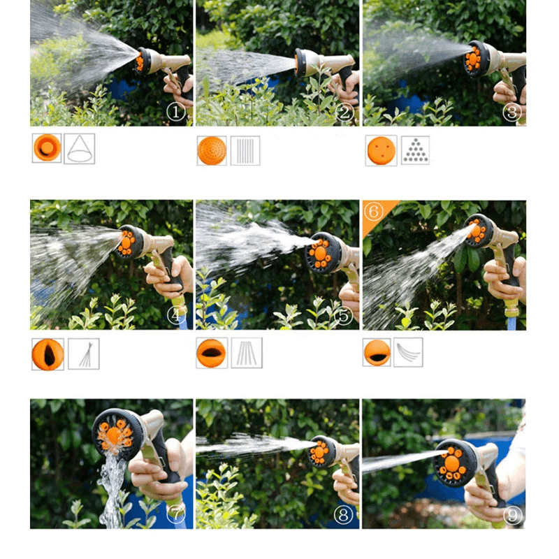 High Pressure Water Sprayer 9 Pattern Adjustable Garden Hose Nozzle Watering Sprinkler Car Cleaning Washer - MRSLM