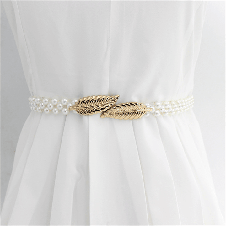 Women'S Rhinestone Pearl Waist Chain Fashion Dress Decoration - MRSLM