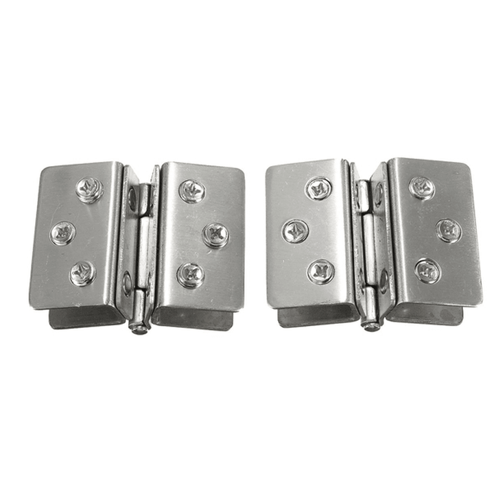 2Pcs Glass to Glass Door Double Clamp Shower Hinges Grip Hardware Tool - MRSLM