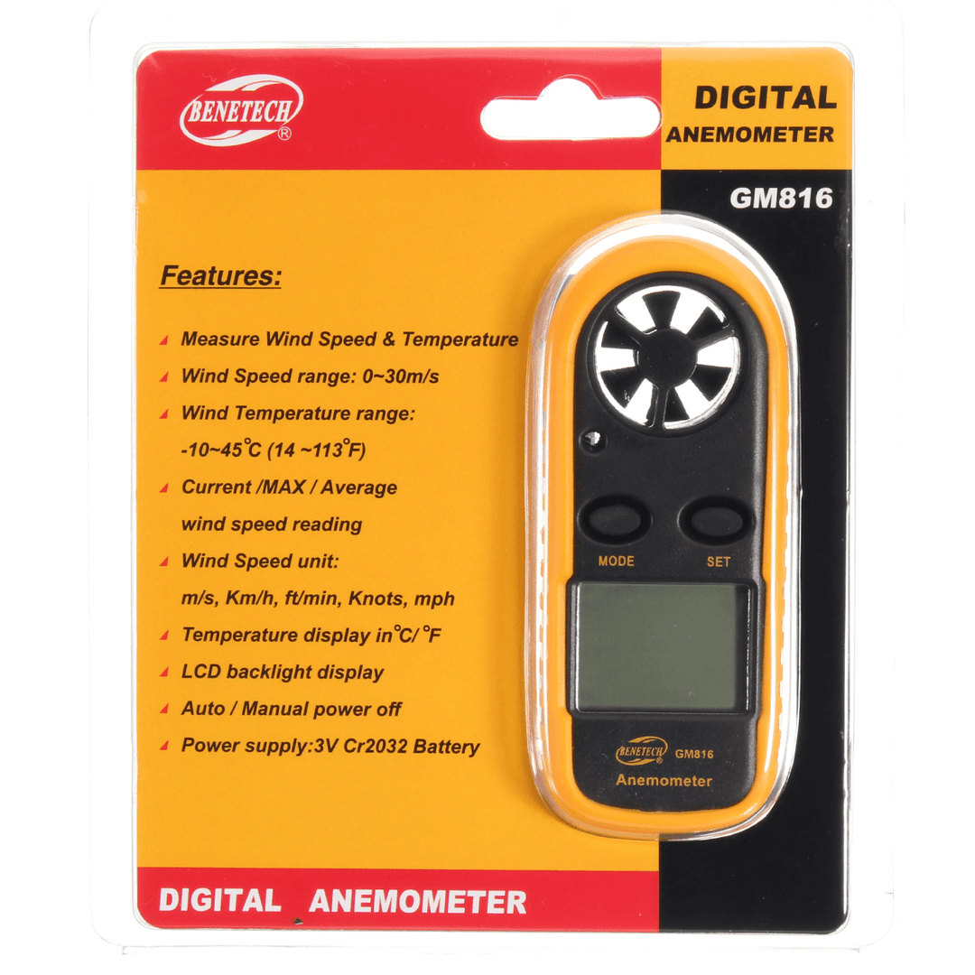 Digital LCD Anemometer Thermometer Air Wind Speed Meter Temperature Tester - MRSLM