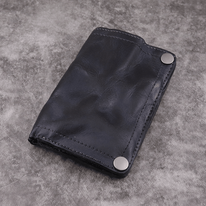 Men Genuine Leather Business Retro Multi-Slot Card Holder Wallet - MRSLM