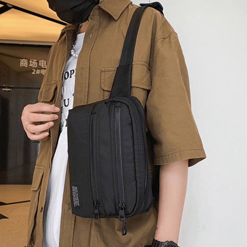 Men Nylon Lightweight Casual Waterproof Wear-Resisting Chest Bag Crossbody Bag Shoulder Bag - MRSLM