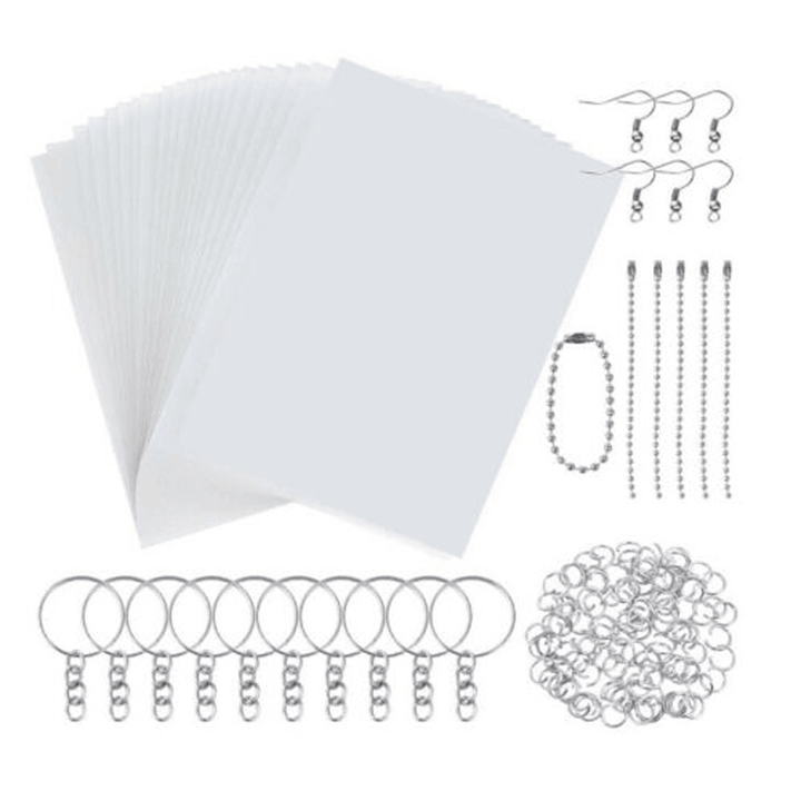 DIY Heat Shrink Plastic Sheet Kit Shrinky Art Paper Hole Punch Keychains Pencils Materials - MRSLM