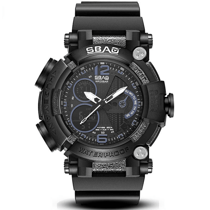 SBAO S-8019-2 Dual Display Digital Watch Luminous Display Alarm Calendar Stopwatch Sport Watch - MRSLM