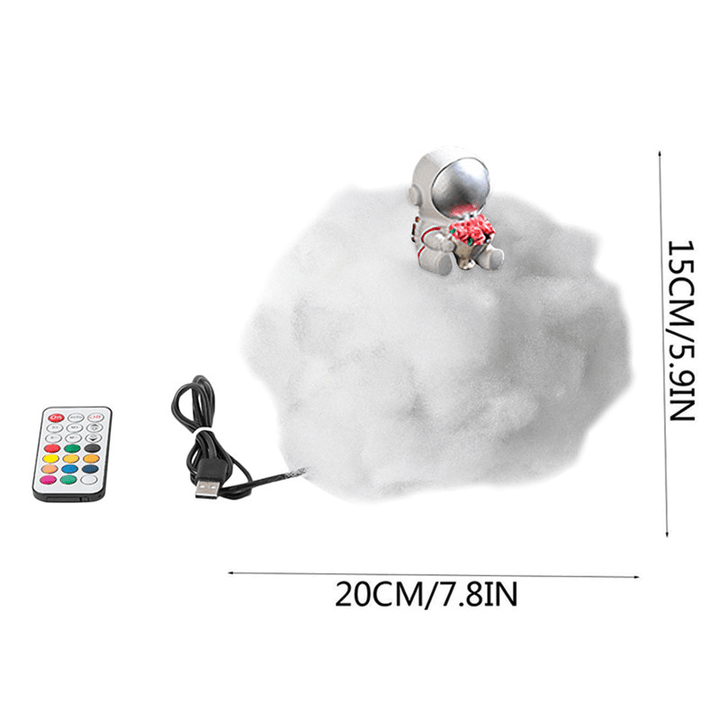 5W Clouds Astronaut Lamp USB Night Light Dimmable LED 3D Remote Control 12 Colour - MRSLM