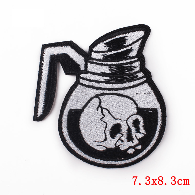 Black and White Punk Embroidery Cloth Stickers Computer Embroidery Clothing Accessories DIY - MRSLM