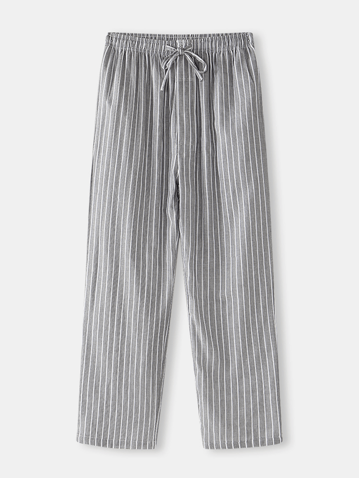 Mens Stripe Drawstring Pocket Home Casual Pajamas Pants - MRSLM