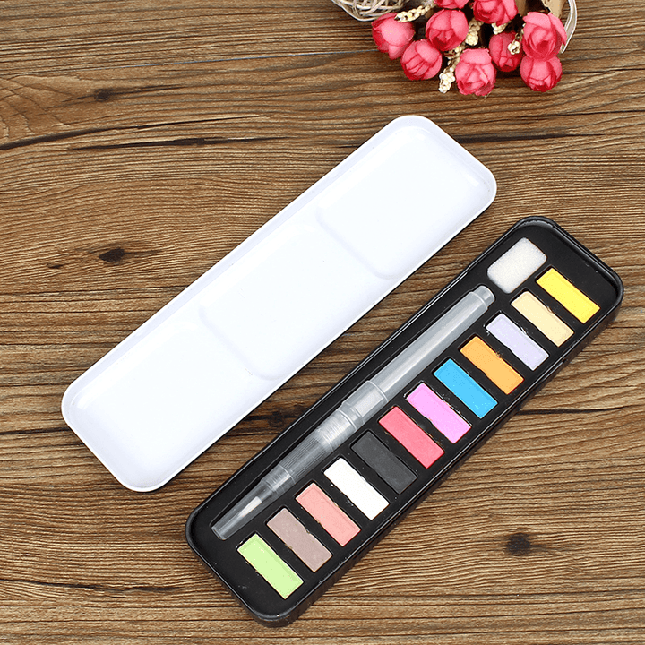 12/18/24 Solid Watercolor Paint Set Portable Drawing Painting Brush Art Supplies - MRSLM