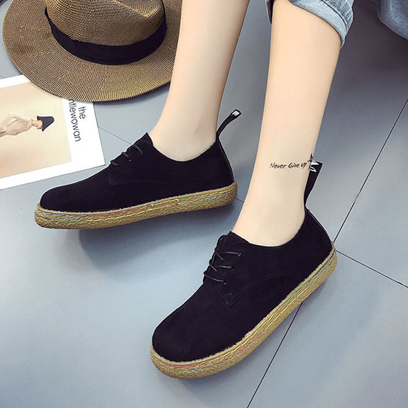 US Size 5-11 Women Lace up Casual round Toe Comfortable Flat Loafers - MRSLM