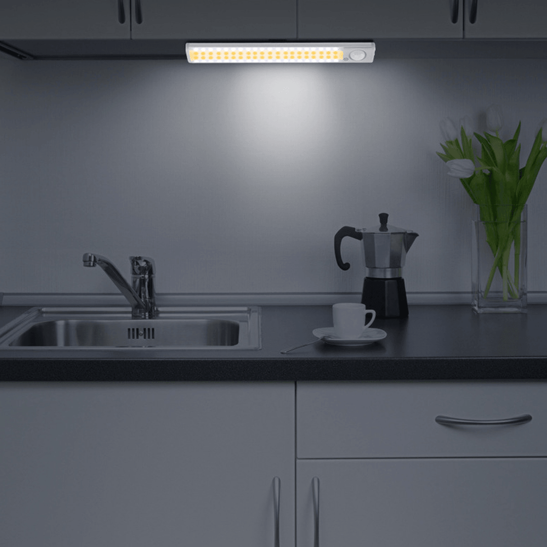 USB Rechargeable Wireless PIR Motion Sensor Night Light Color Adjustable Closet Wall Lamp for Indoor Kitchen Decor - MRSLM