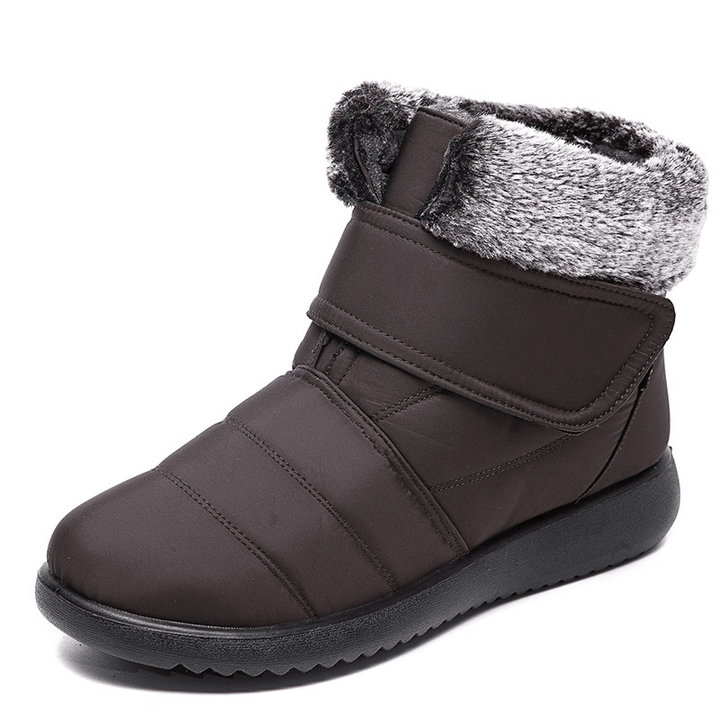Women Large Size Warm Lined Hook Loop plus Velvet Ankle Snow Boots - MRSLM