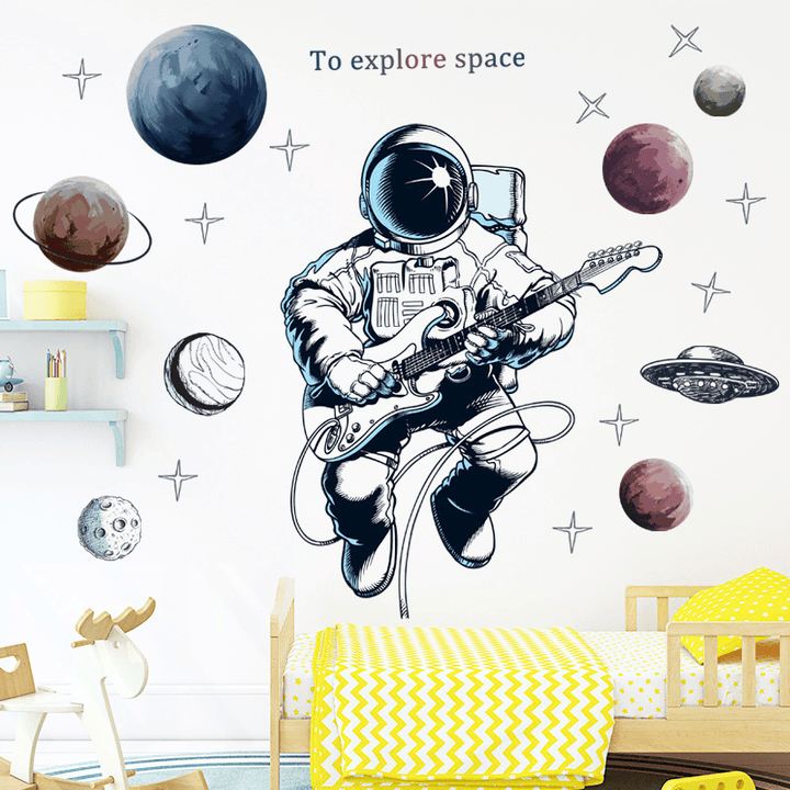 Space Theme Astronaut Wall Sticker Dormitory Living Room Wall Decor Self-Adhesive Bedroom 3D Kids Room Decoration Home Decor - MRSLM