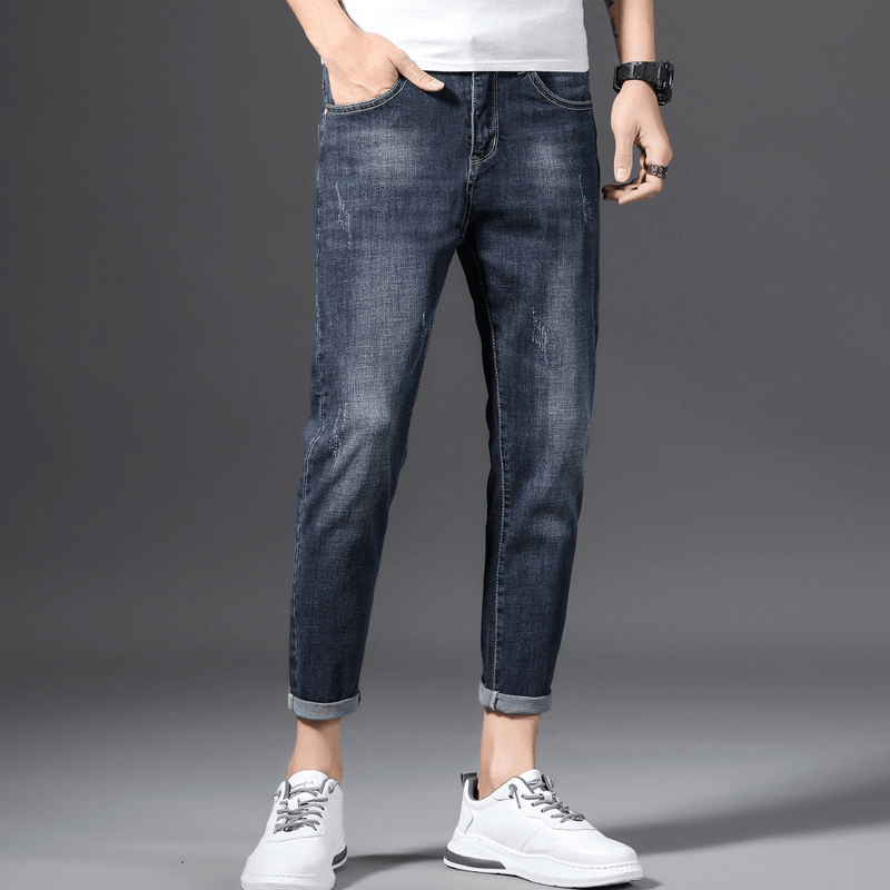 Korean Style Men'S Cropped Jeans Slim Feet - MRSLM