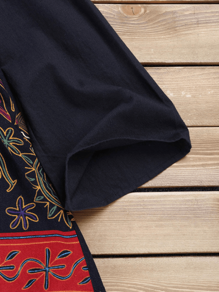 Ethnic Women Vintage Folk Style Print Long Sleeve Blouse - MRSLM