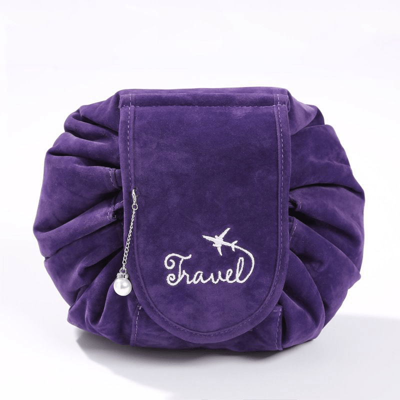 Oxford Cloth Velvet Lazy Bundle Mouth Drawstring Cosmetic Bag Large Capacity Wash Bag - MRSLM