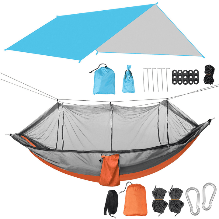 Ipree® 1-2 Person Camping Hammock+Mosquito Net Mesh+Rain Tarp Cover Sleeping Bed Swing Chair Outdoor Hunting Climbing - MRSLM