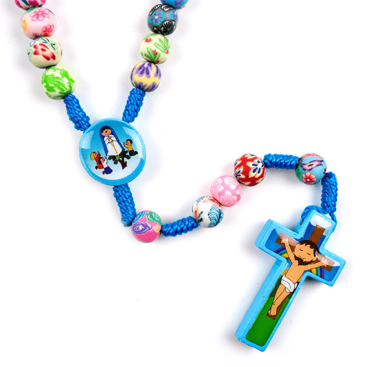 Hand-Knotted round Beads Solid Wood Children'S Cross - MRSLM