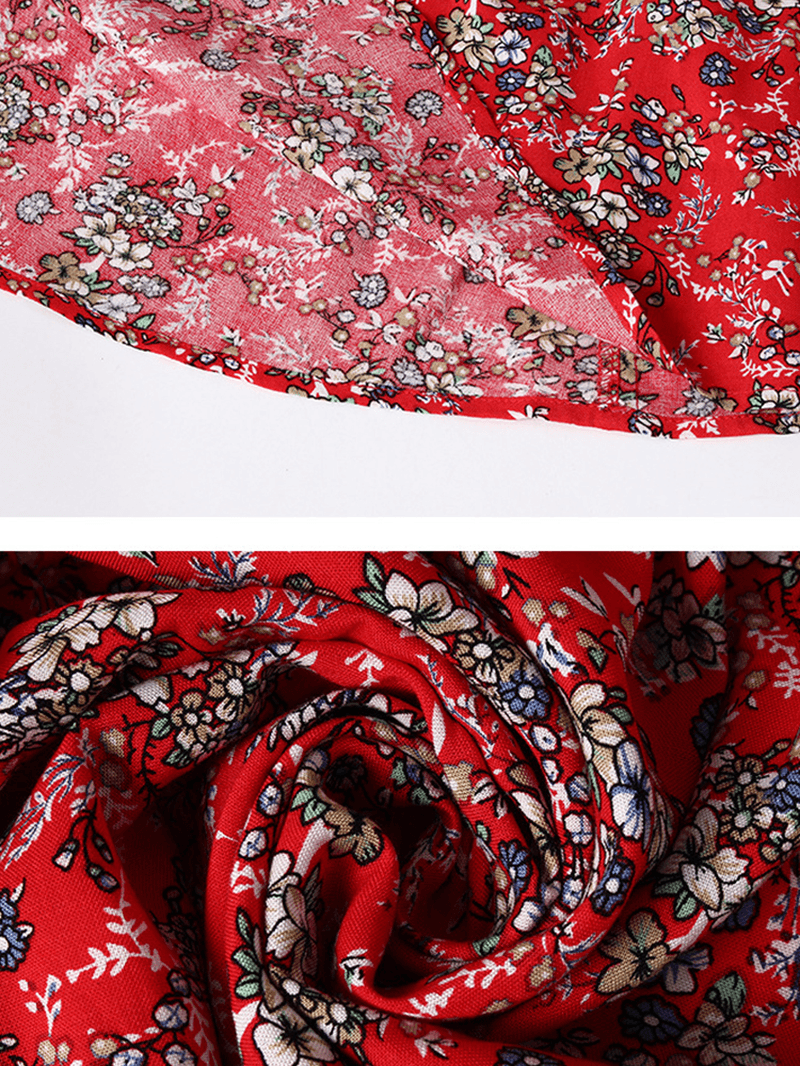 Cross Wrap Floral Print Bandage Short Sleeve Dress - MRSLM