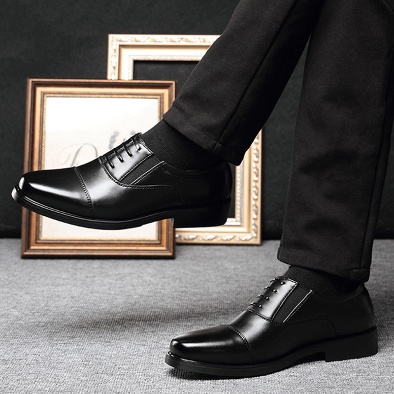 Men Comfy Leather Slip on Formal Shoes - MRSLM