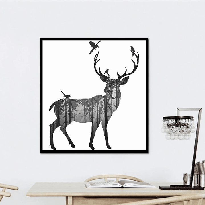 Miico Hand Painted Oil Paintings Simple Style-C Side Face Deer Wall Art for Home Decoration Paintings - MRSLM