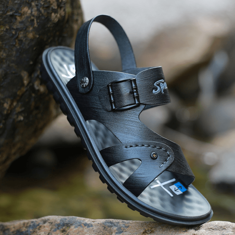 Men Microfiber Breathable Two-Ways Non Slip Open Toe Soft Sole Beach Casual Sandals - MRSLM