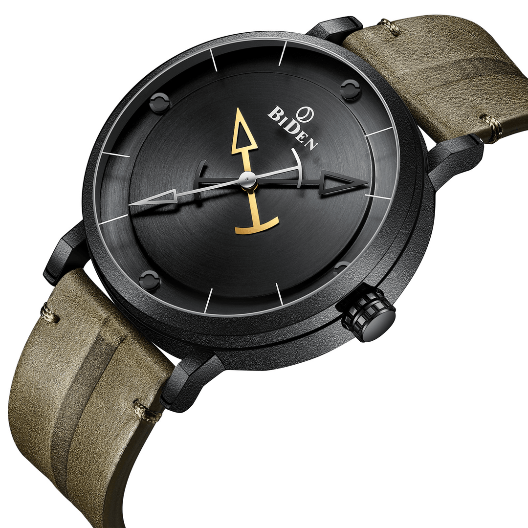 BIDEN 0161 Casual Style Men Wrist Watch Leather Strap 3ATM Waterproof Quartz Watches - MRSLM