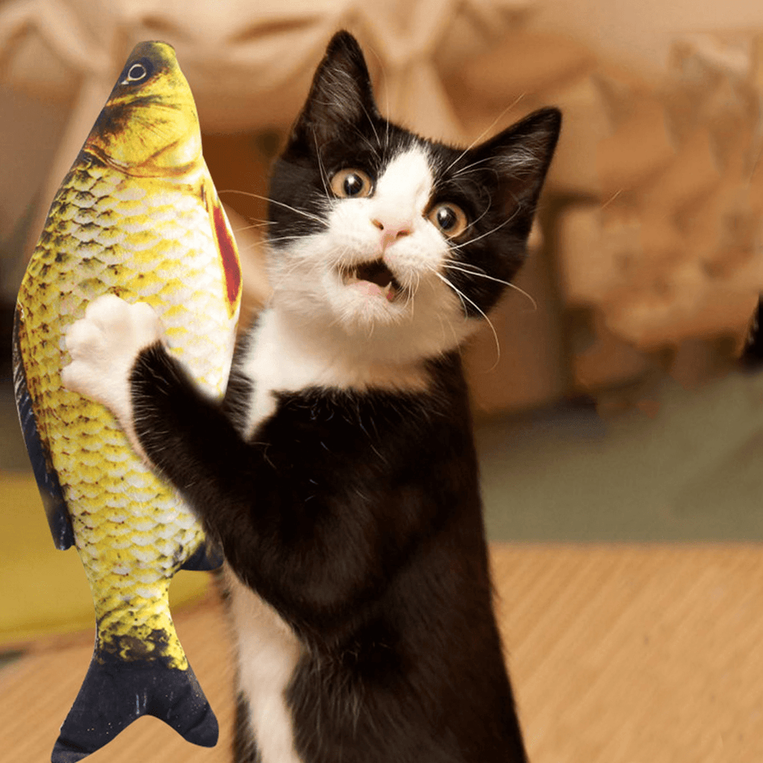 3D Simulation Fish Shape Catnip Chew Toy Pet Soft Fish Shape Cat Toy Funny Interactive Stuffed Cat Toy - MRSLM
